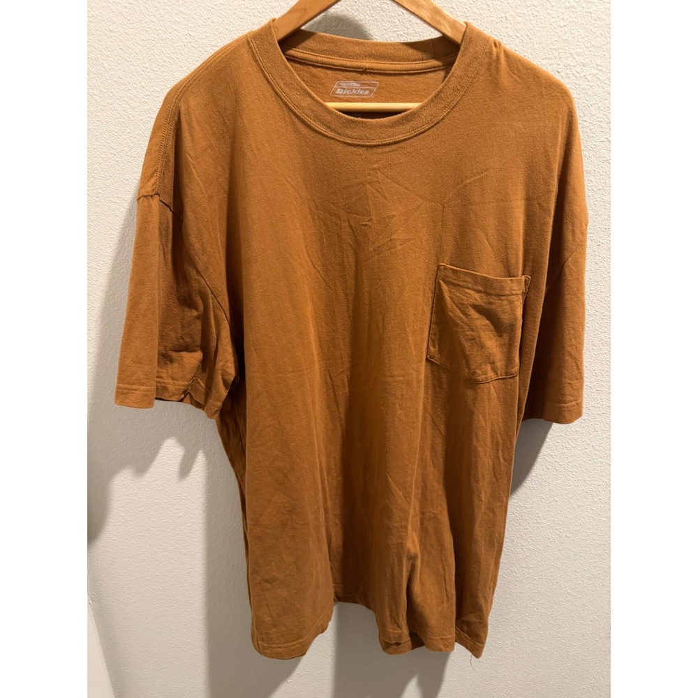Genuine Dickies Mens Short Sleeve Pocket T-Shirt Burnt Orange Cotton XL